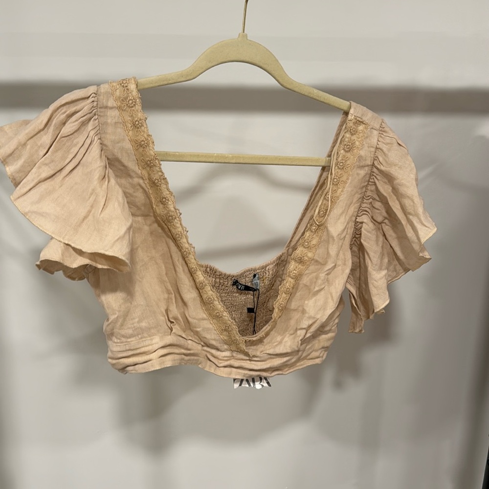 NWT Zara linen crop top
